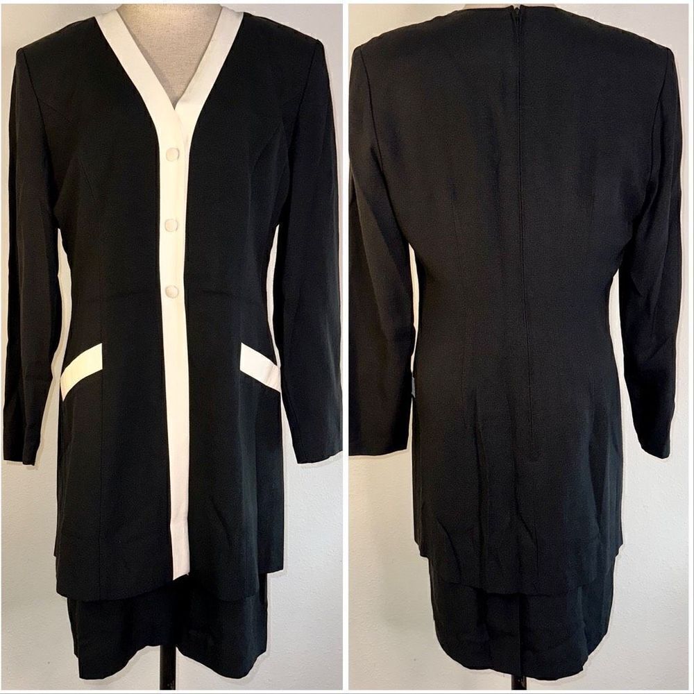 Dani Max Lois Synder Womens Vintage Black White Dress Longsleeves‎ Modest Career